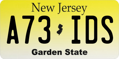 NJ license plate A73IDS