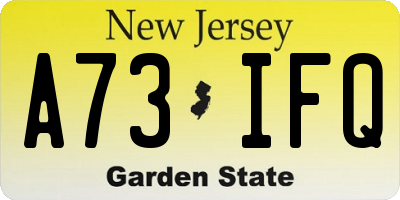 NJ license plate A73IFQ