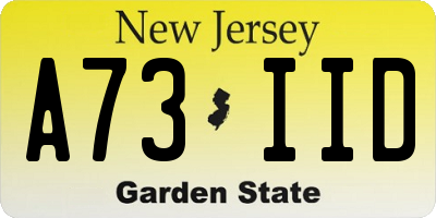NJ license plate A73IID