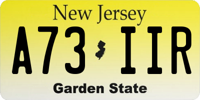 NJ license plate A73IIR