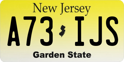 NJ license plate A73IJS