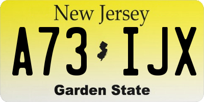 NJ license plate A73IJX
