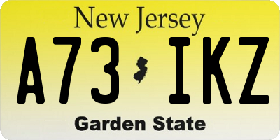 NJ license plate A73IKZ
