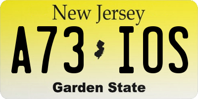NJ license plate A73IOS