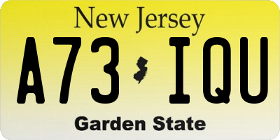 NJ license plate A73IQU