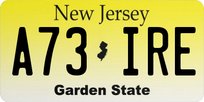 NJ license plate A73IRE