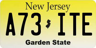 NJ license plate A73ITE