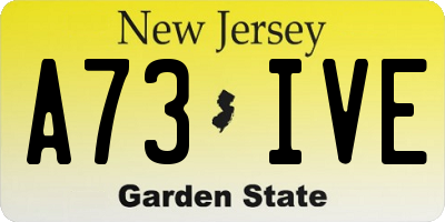NJ license plate A73IVE