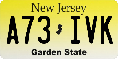 NJ license plate A73IVK