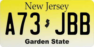 NJ license plate A73JBB