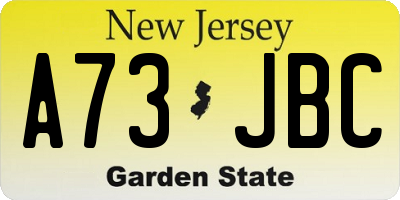 NJ license plate A73JBC