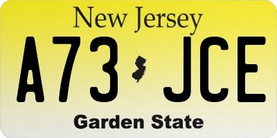 NJ license plate A73JCE