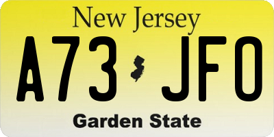NJ license plate A73JFO
