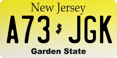 NJ license plate A73JGK