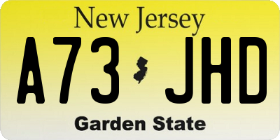 NJ license plate A73JHD