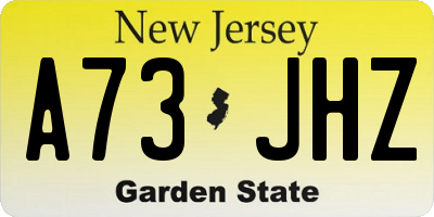 NJ license plate A73JHZ