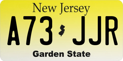 NJ license plate A73JJR
