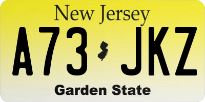 NJ license plate A73JKZ