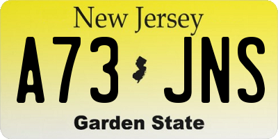 NJ license plate A73JNS
