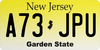 NJ license plate A73JPU