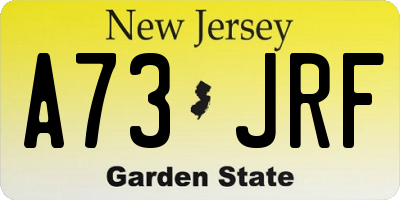 NJ license plate A73JRF