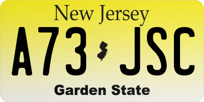 NJ license plate A73JSC