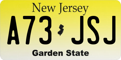 NJ license plate A73JSJ