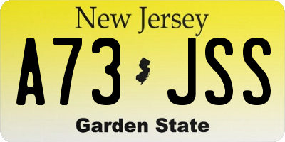 NJ license plate A73JSS