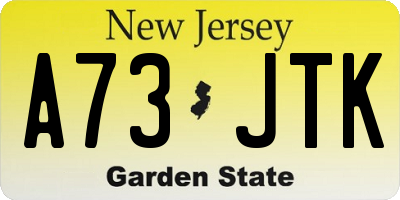 NJ license plate A73JTK