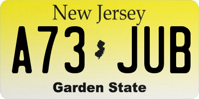NJ license plate A73JUB