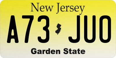 NJ license plate A73JUO