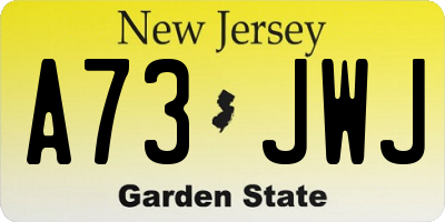 NJ license plate A73JWJ