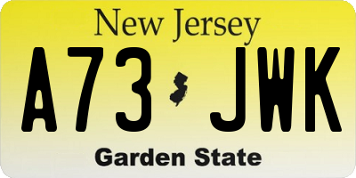 NJ license plate A73JWK