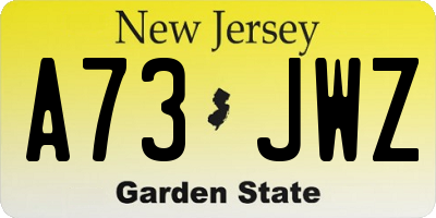 NJ license plate A73JWZ