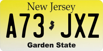 NJ license plate A73JXZ