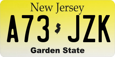 NJ license plate A73JZK