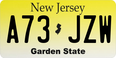 NJ license plate A73JZW