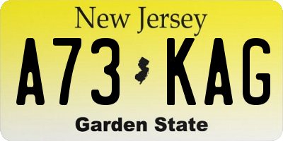 NJ license plate A73KAG