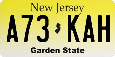 NJ license plate A73KAH