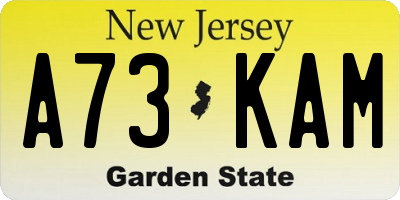 NJ license plate A73KAM