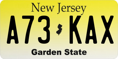 NJ license plate A73KAX