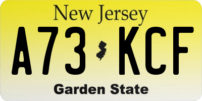 NJ license plate A73KCF