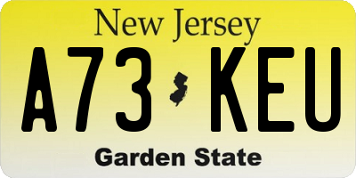 NJ license plate A73KEU