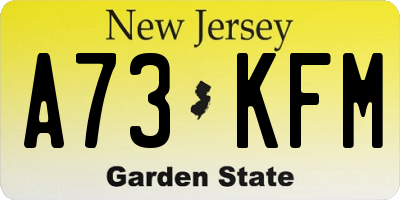 NJ license plate A73KFM