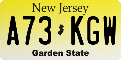 NJ license plate A73KGW