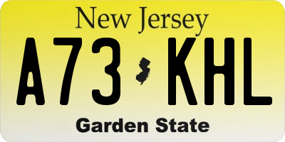 NJ license plate A73KHL