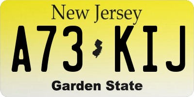 NJ license plate A73KIJ