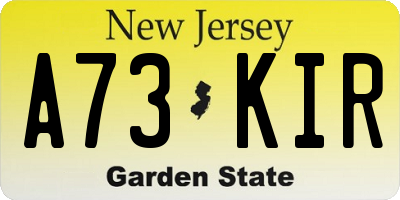 NJ license plate A73KIR