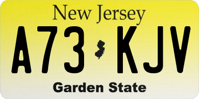 NJ license plate A73KJV