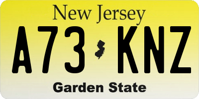NJ license plate A73KNZ